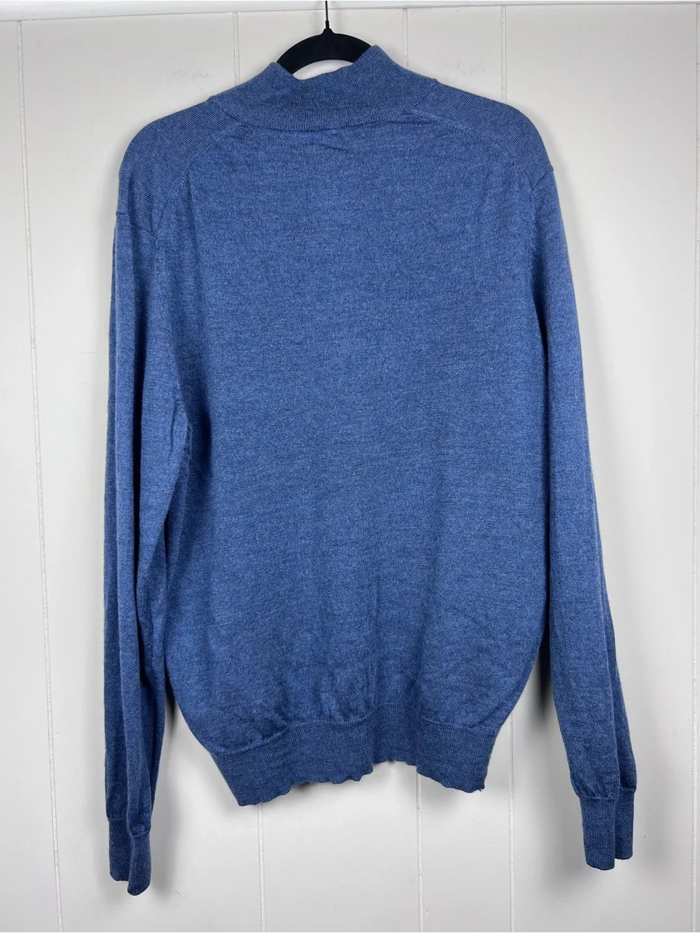 Merino Wool Jos A. Bank 1/4 Zip Pullover Sweater Blue Nautical Fisherman